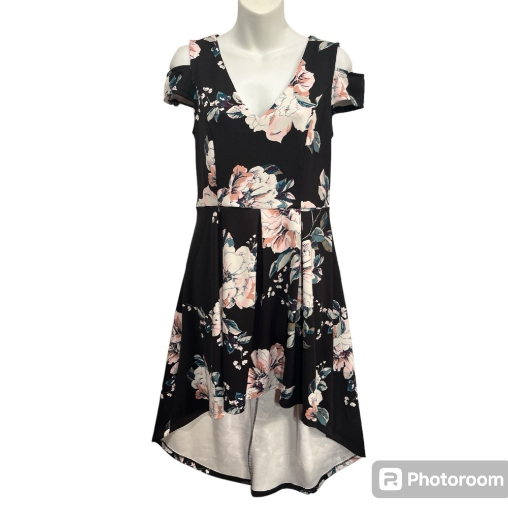 Charlotte Russe High low black floral dress size medium vintage